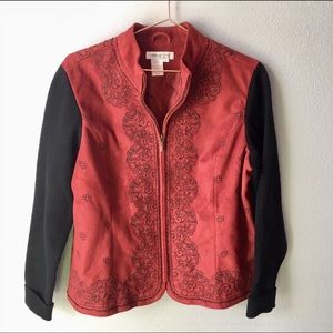 Coldwater Creek Embroidered Faux Suede Jacket